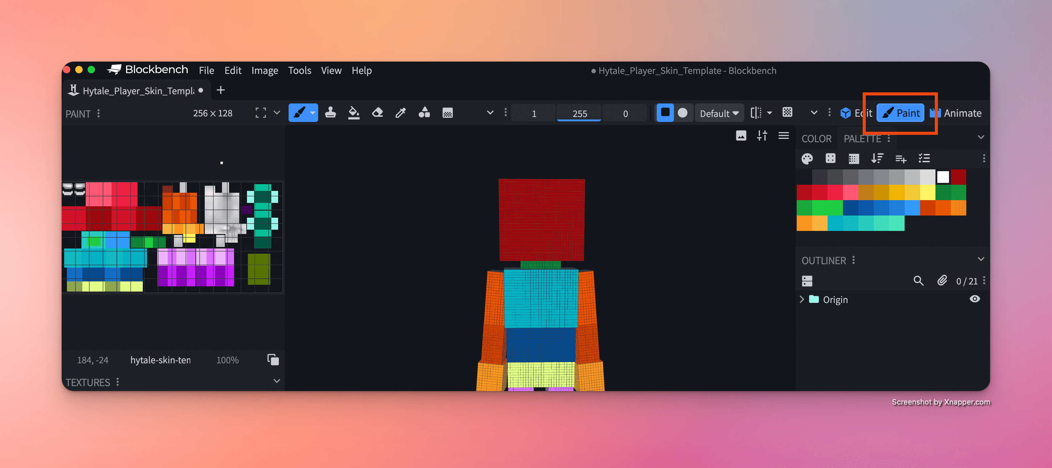 Blockbench Paint Mode Interface