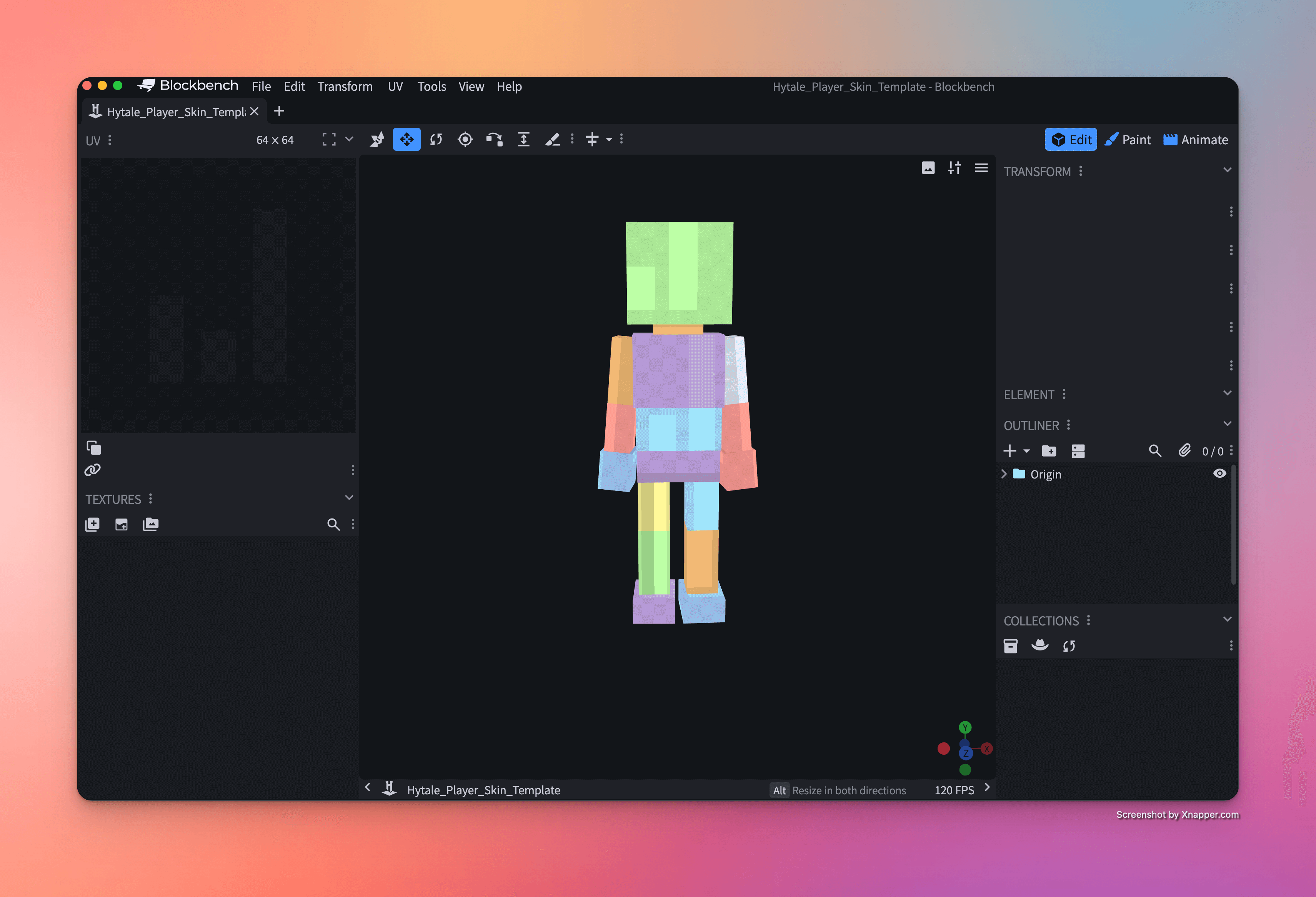 Hytale Player Base Model in Blockbench
